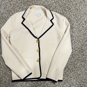 J. Crew Ivory Jacket with Navy Edging sweater nwot size small nwot